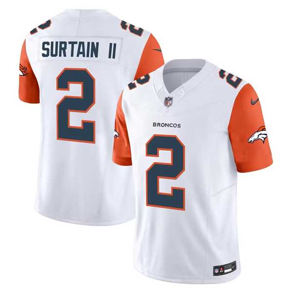 Men & Women & Youth Denver Broncos #2 Pat Surtain II White 2024 Draft F.U.S.E. Vapor Limited Stitched Jerseys